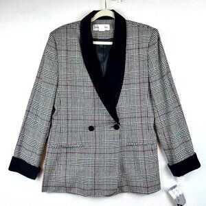 Vintage Norton McNaughton Plaid Blazer Womens Size 12 Mob Wife Preppy Academia